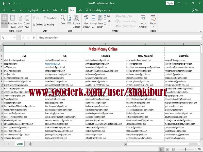 1000 verified and active email list for your email marketing