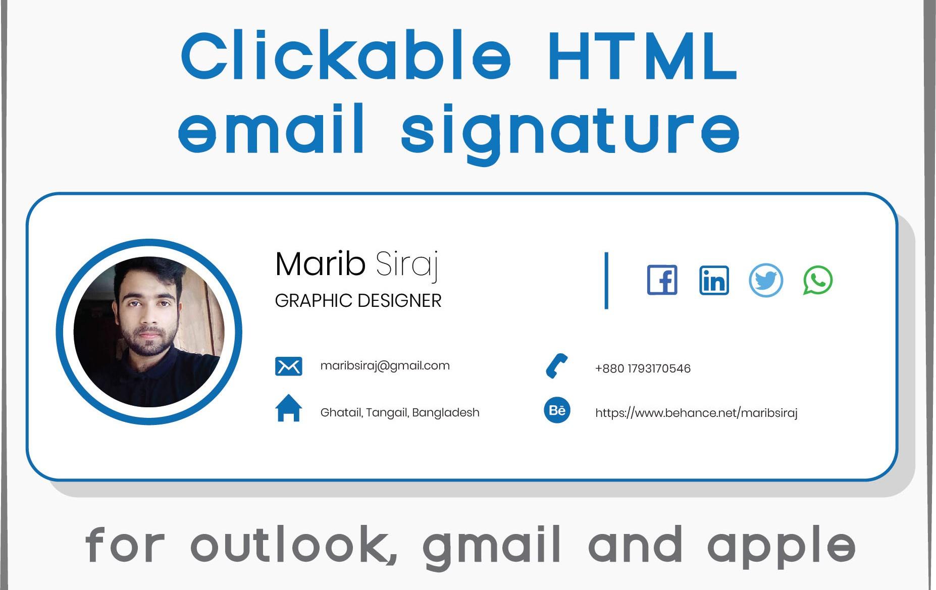 I will design clickable email signature with HTML