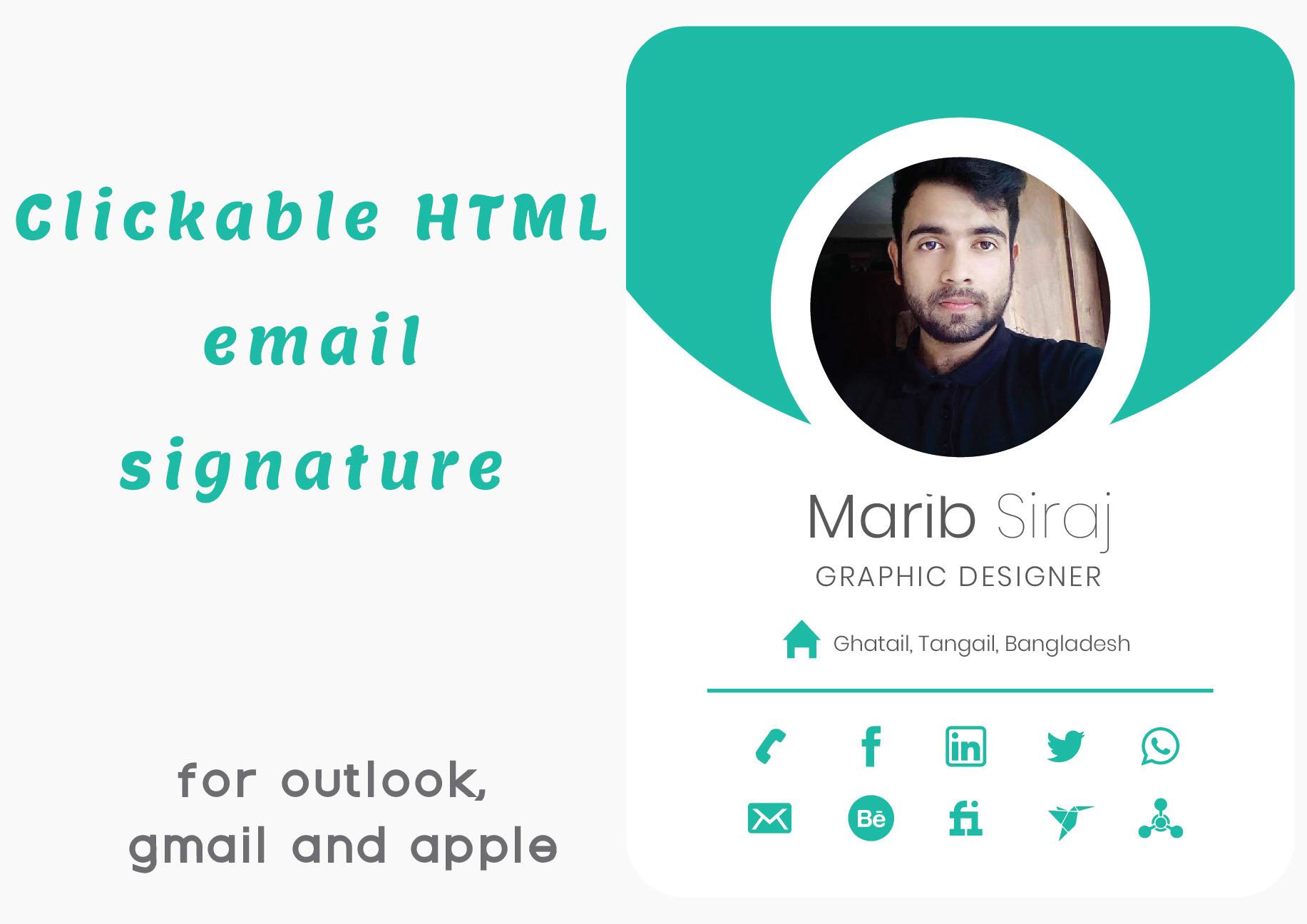 I will design clickable email signature with HTML