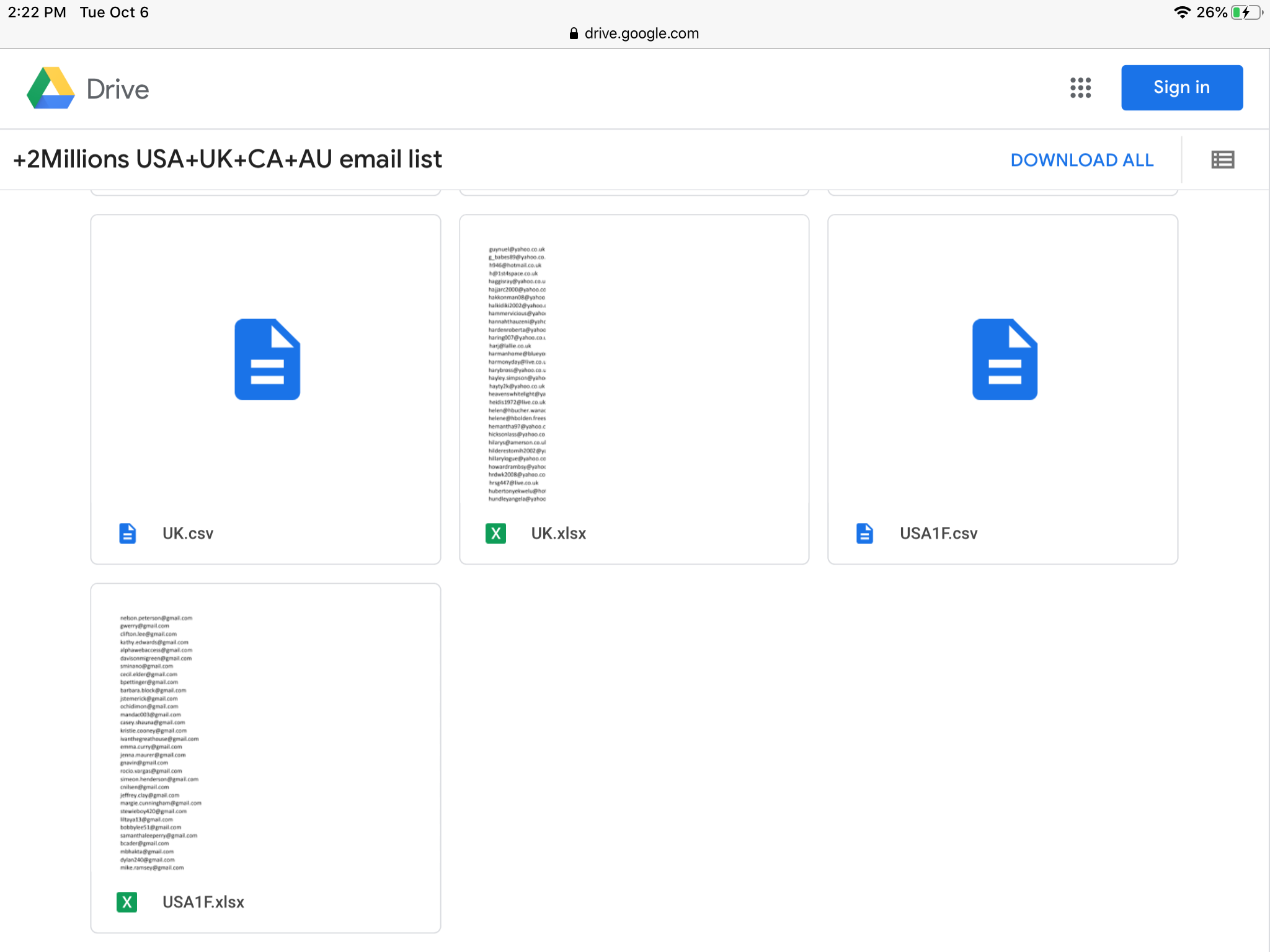 give 2 million USA UK canada australia consumer email list data
