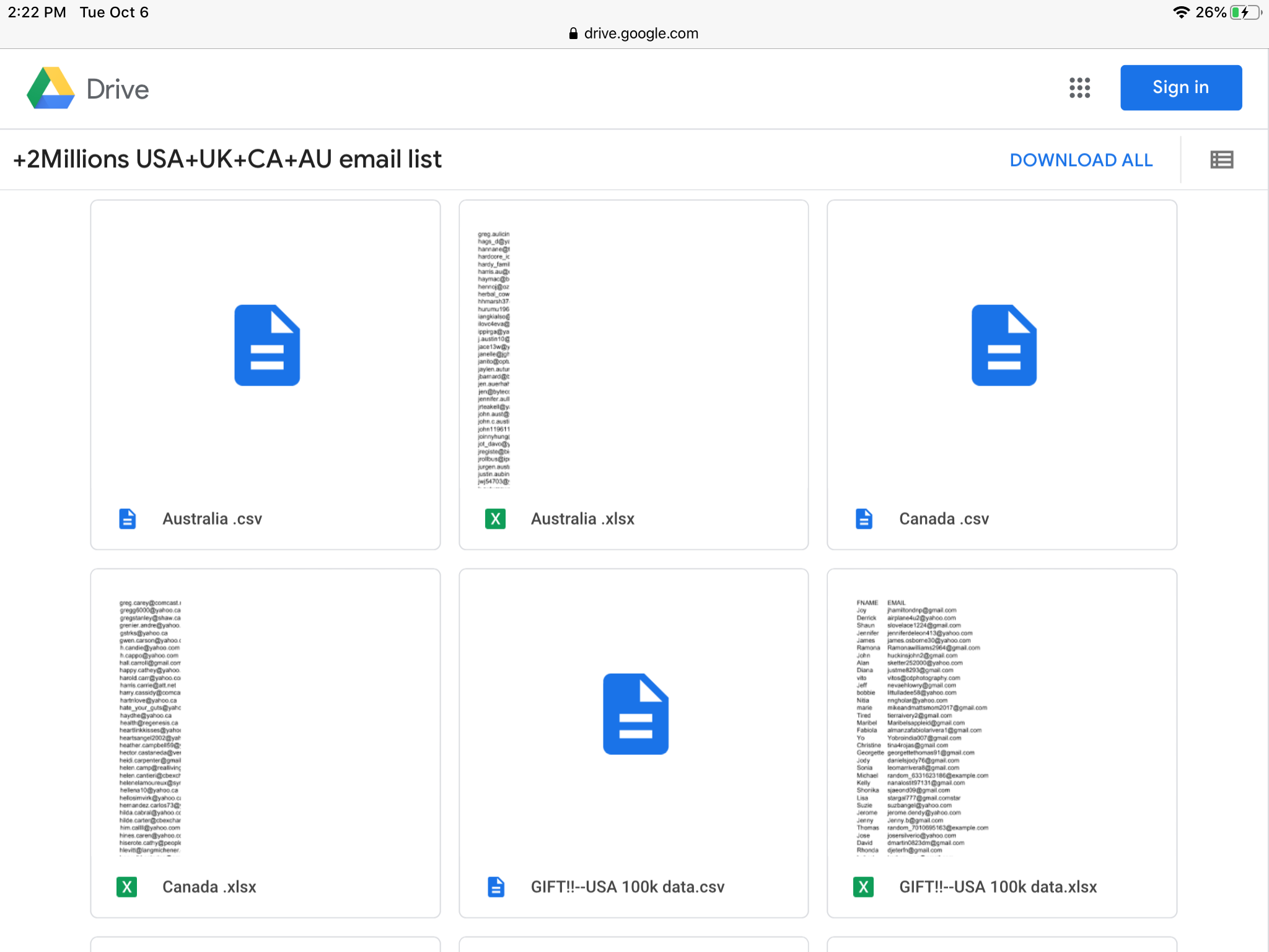 give 2 million USA UK canada australia consumer email list data