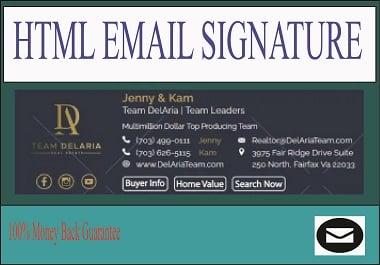 I will create HTML email signature within 2hrs