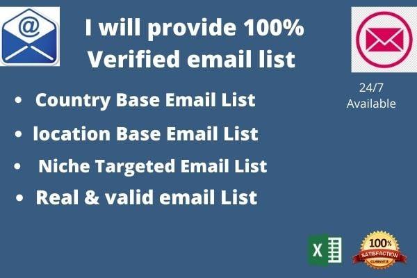 I will Provide 100% Verified Email List