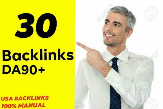I will manual 30 USA high authority 90+DA dofollow link building SEO backlink