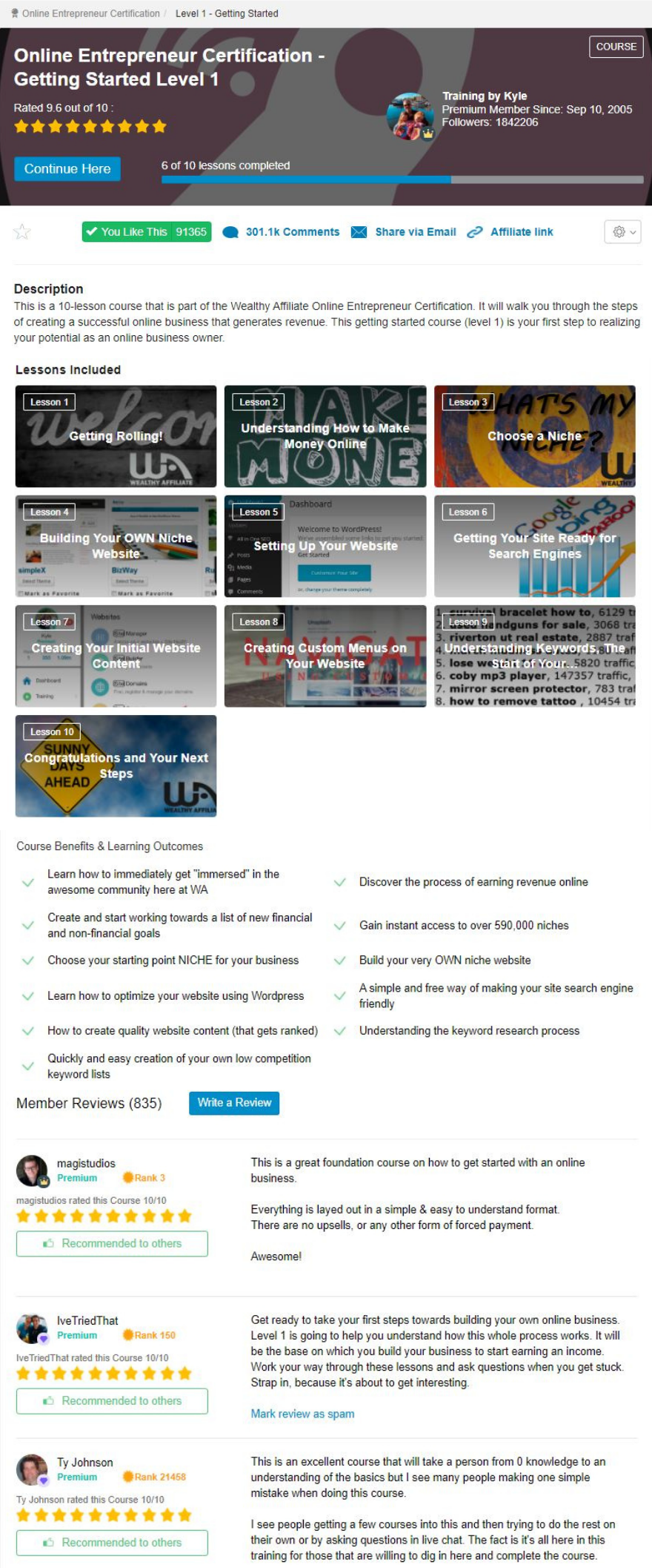 I will give you access to "The Online Entrepreneur Certification" (OEC) training course