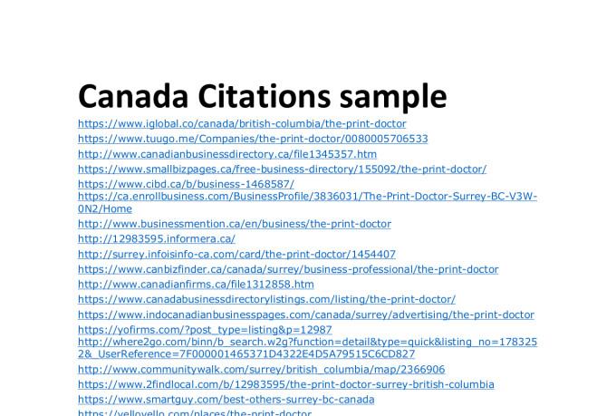 I will create best 50 canada local seo citations