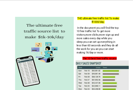 The powerful free traffic source list to make $1k-10k/day while you sleep