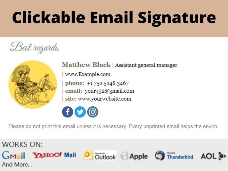 I will make html email signature or clickable email signature