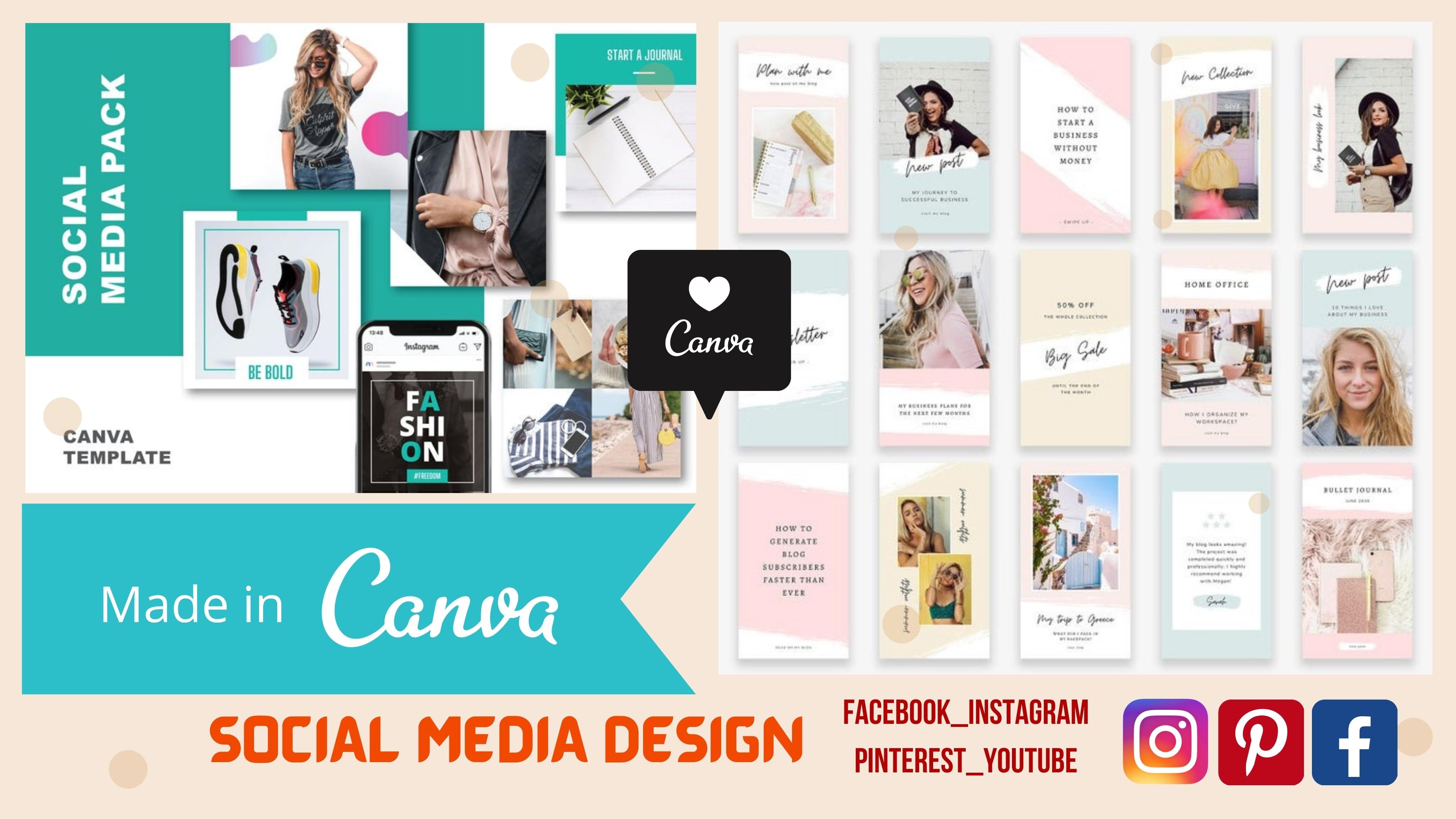 I will design social media post & editable canva pro templates