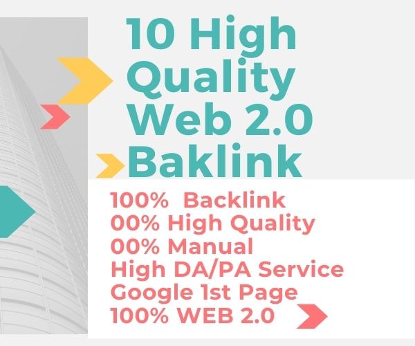 10 High Domain Authority Web 2.0 Backlink 
