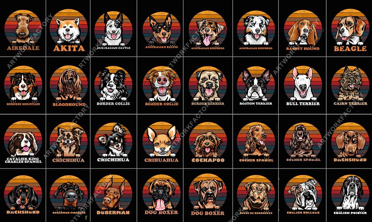 Instant Download 200 Dogs Face SVG T shirt Design Vintage template