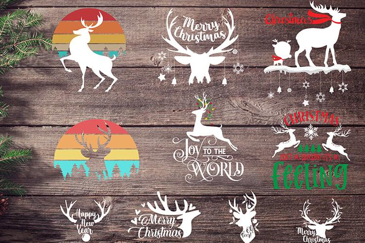 60 Deer Christmas T shirt Design by Vector Bundle