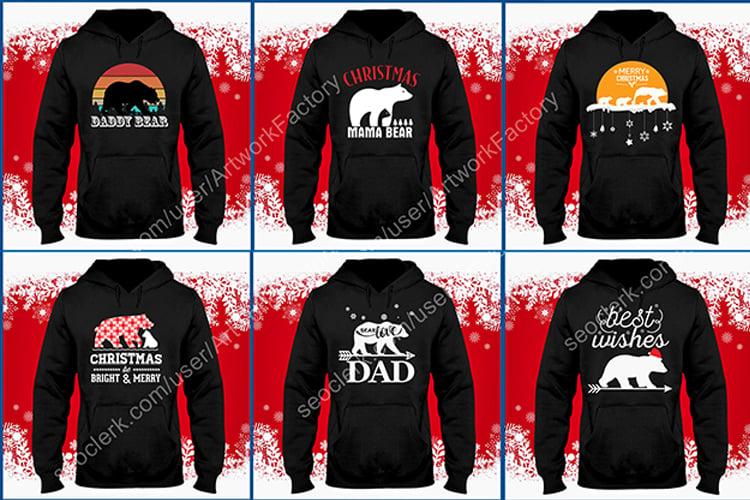 Bear SVG Christmas T shirt Design Vector Bundle