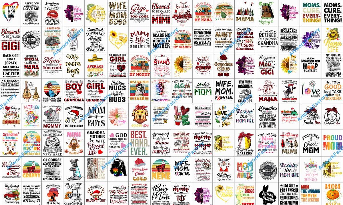 Send 2800 PNG files Tshirt Design Mother Family for Print On Demand