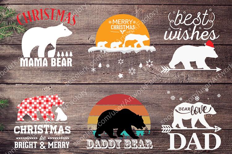 Bear SVG Christmas T shirt Design Vector Bundle