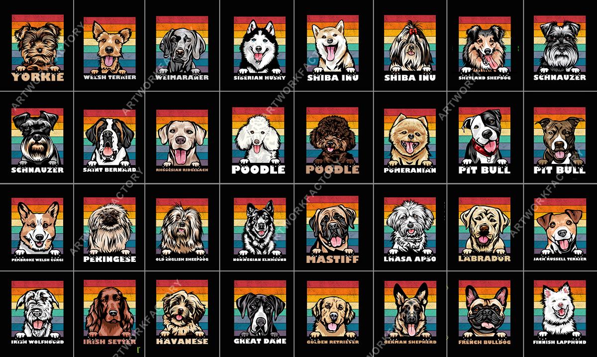 Instant Download 200 Dogs Face SVG T shirt Design Vintage template