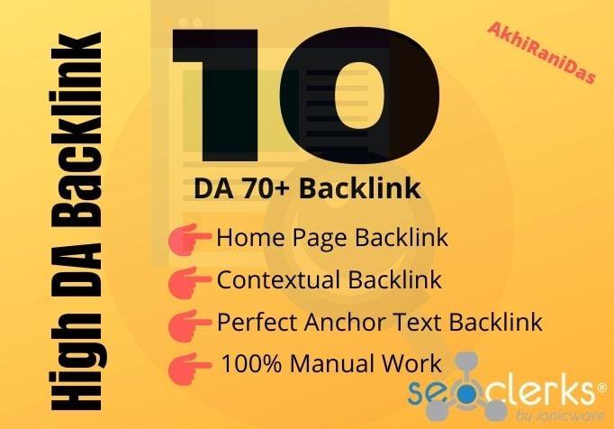I will provide High DA Backlinks in high authority website