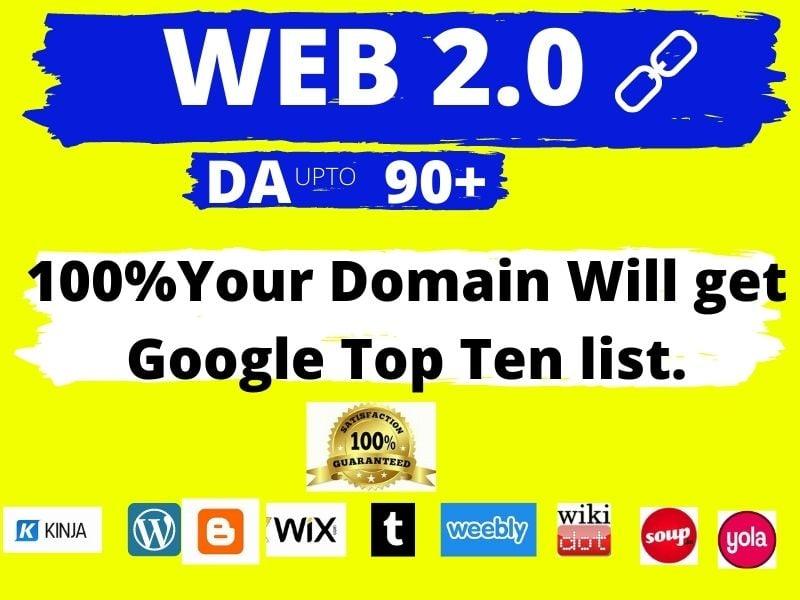 Find 50 Super Web 2.0* backlinks with High Authority 90 + DA,TF,CF,DR,UR,PA