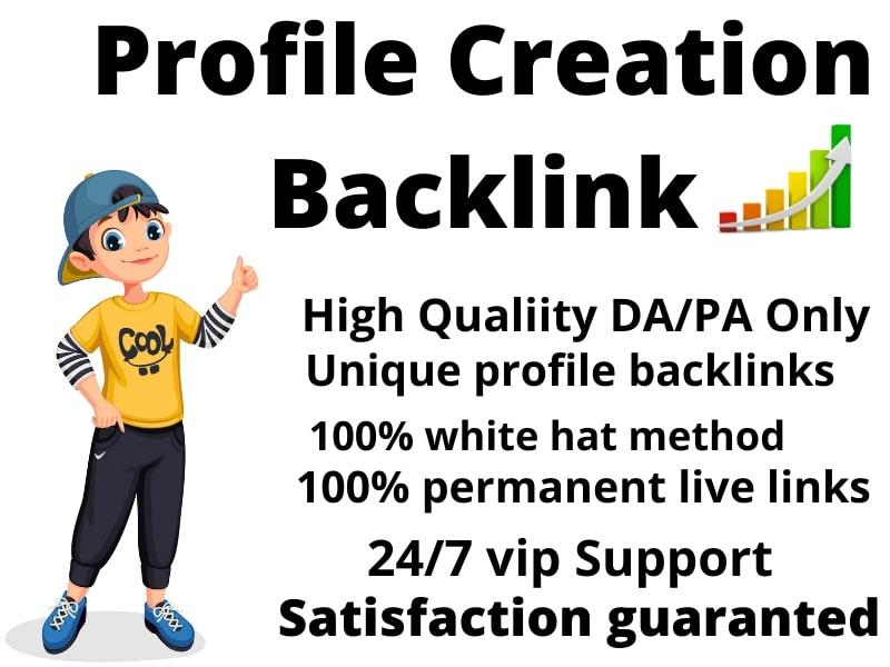 I will Create Manually 100 high Authority DA &PA Social Profile Creation Backlinks for Website Rank