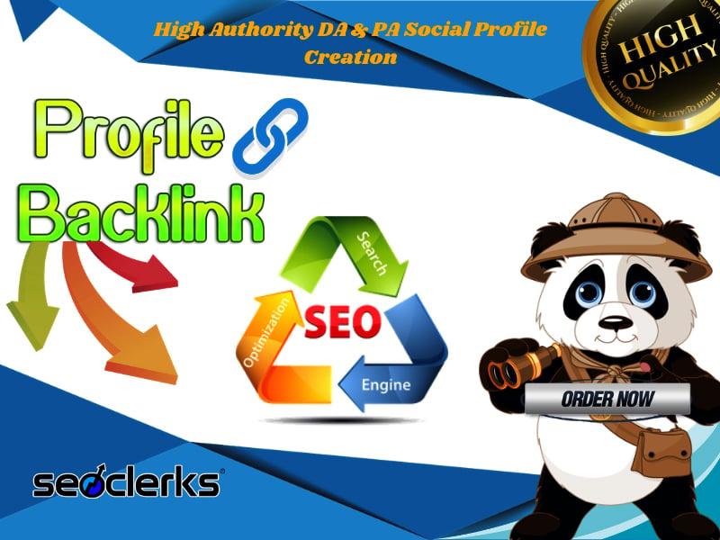 I will build High Authority 50 DA & PA Social Profile Creation Backlinks Off-page SEO Services