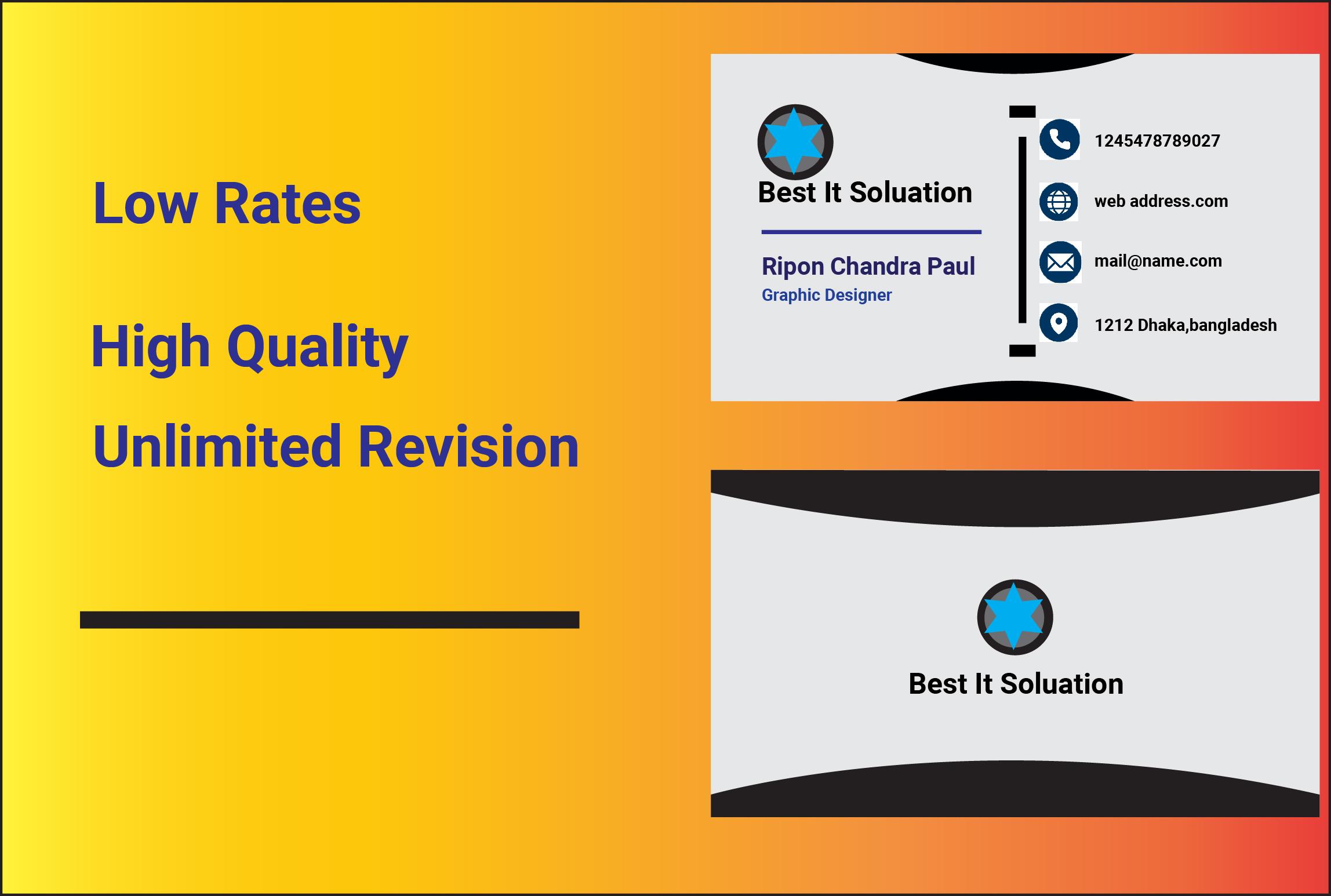 Make unique business card,colourful and good looking 