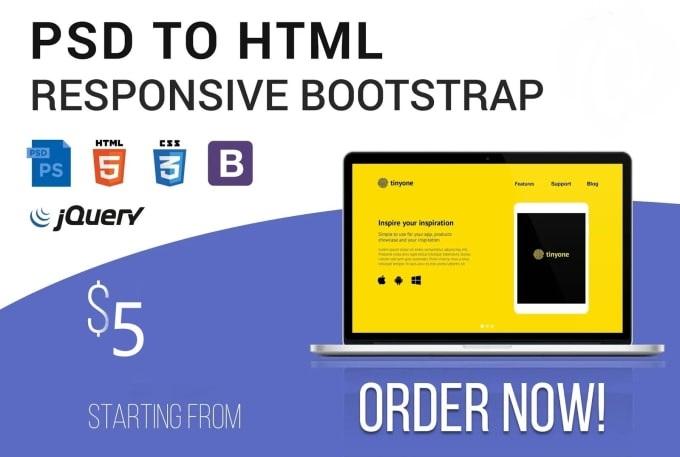 I will convert psd to html responsive bootstrap