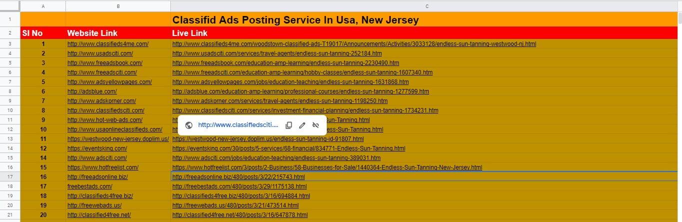I will do manually post USA, UK and Canada 50 top classified ads posting sites