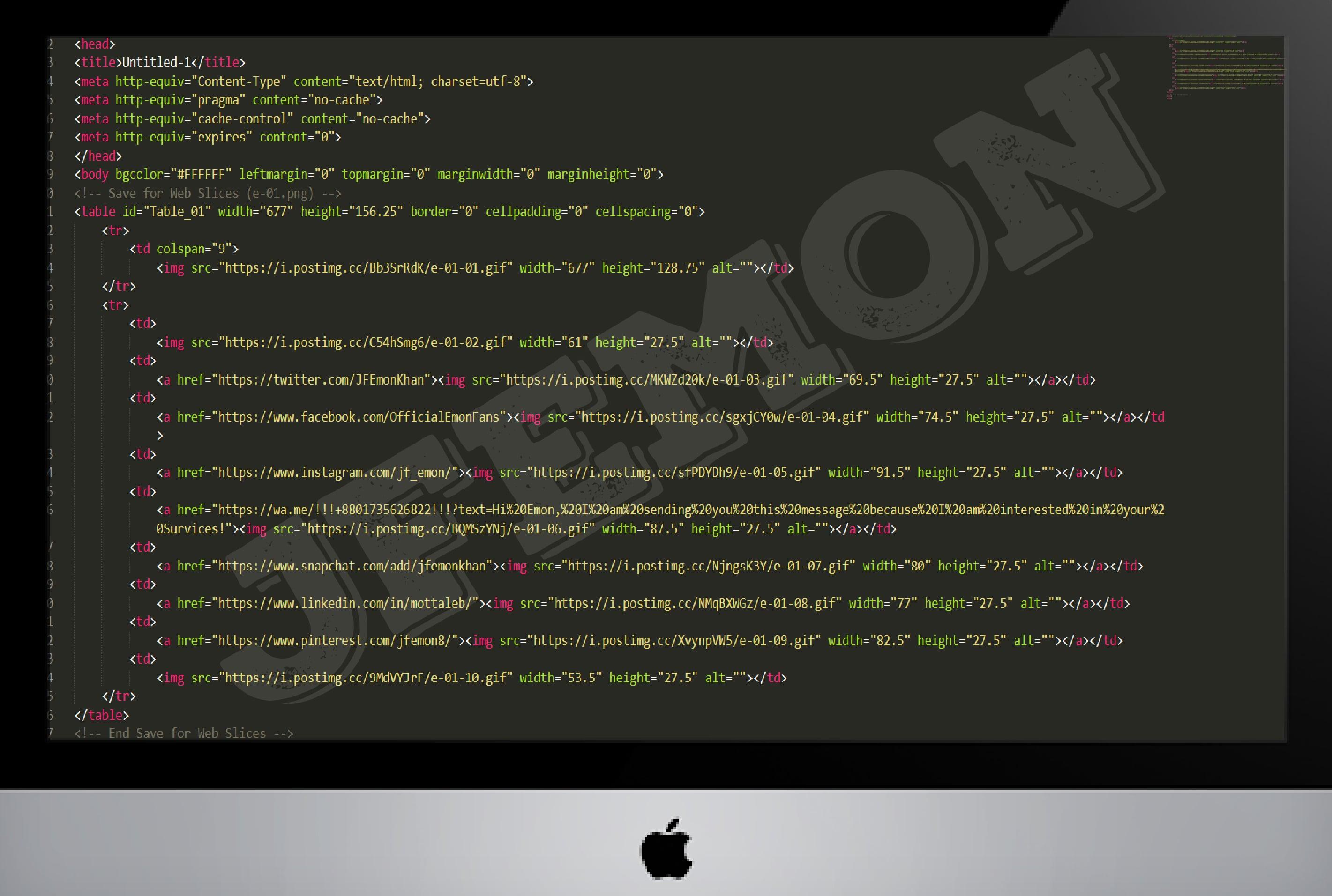 Design and Code Professional Clickable HTML Email Signature