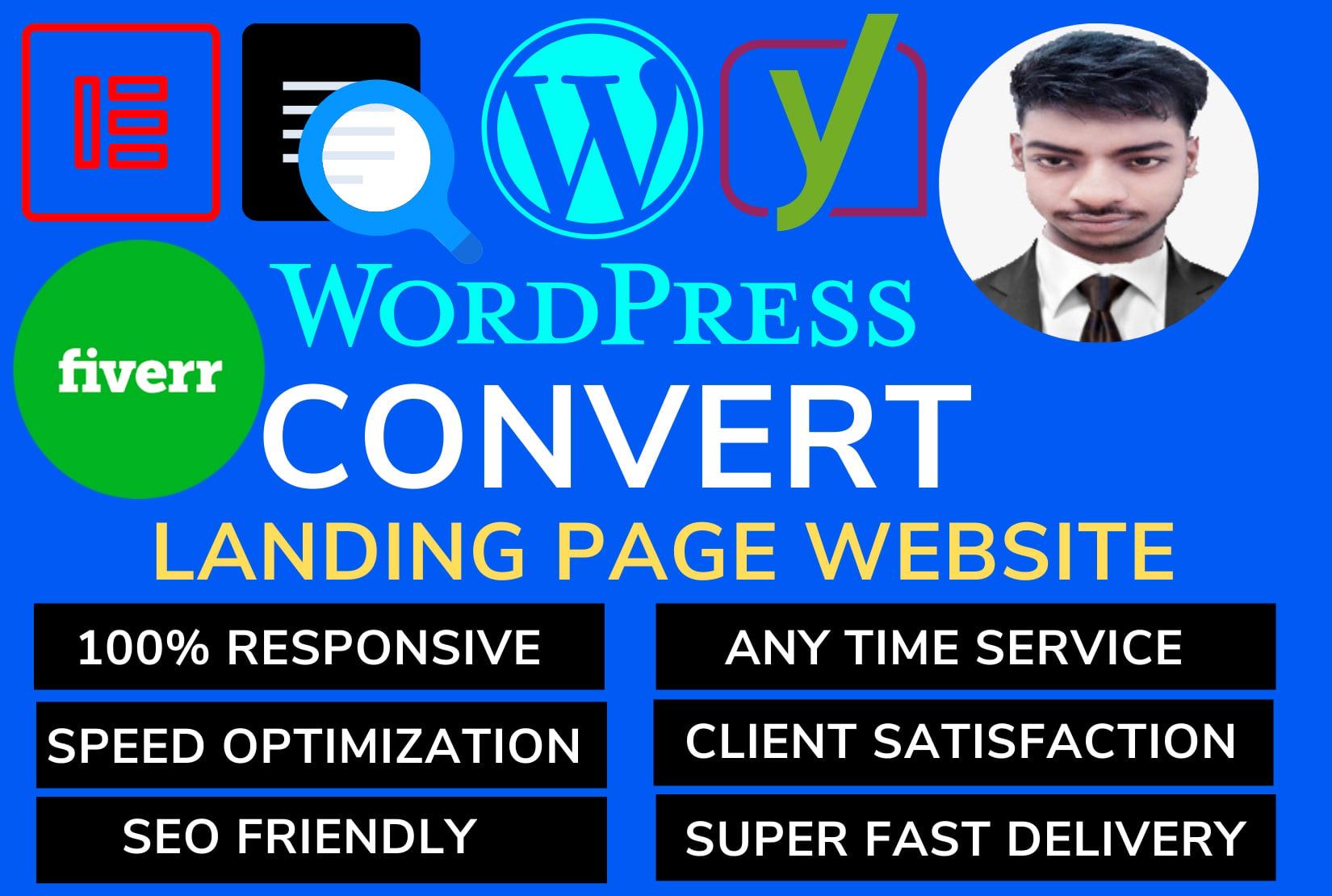 Build responsive landing page wordpress website 