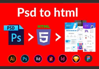 I will convert PSD to html responsive, xd to html, sketch to html responsive