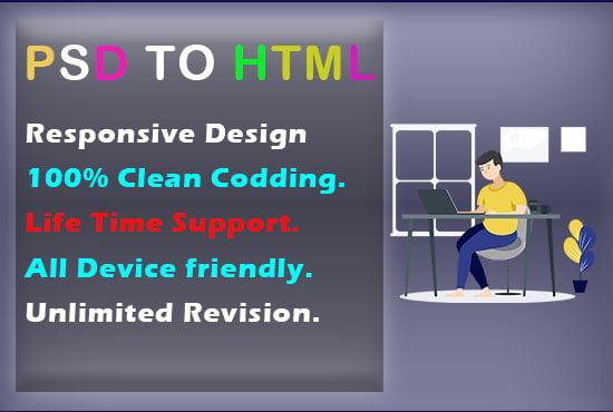 I will convert psd to html with bootstrap responsive design