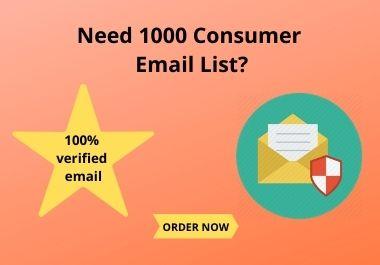 1000 Consumer Email List for You within One Day