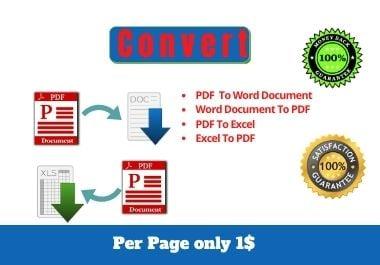Convert PDF Into Word document, Excel or document to PDF