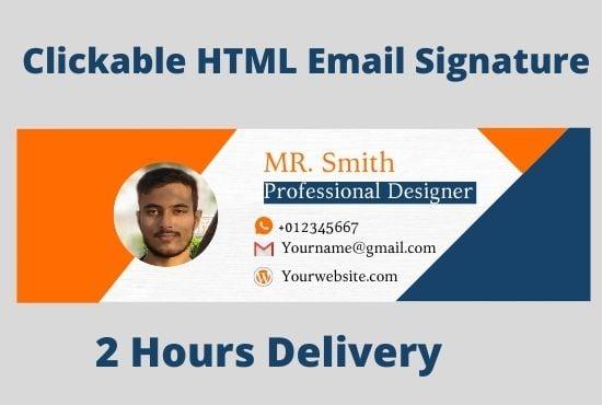 I will create Link able social icon and image with HTML EMAIL SIGNATURE 