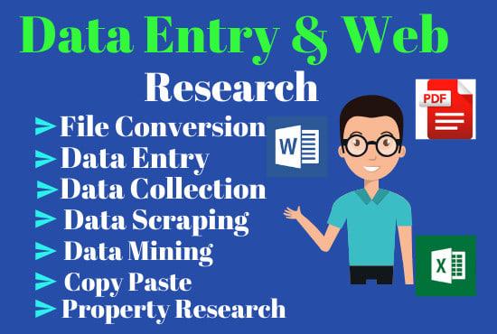 I will do fastest Data Entry and Web research Properly