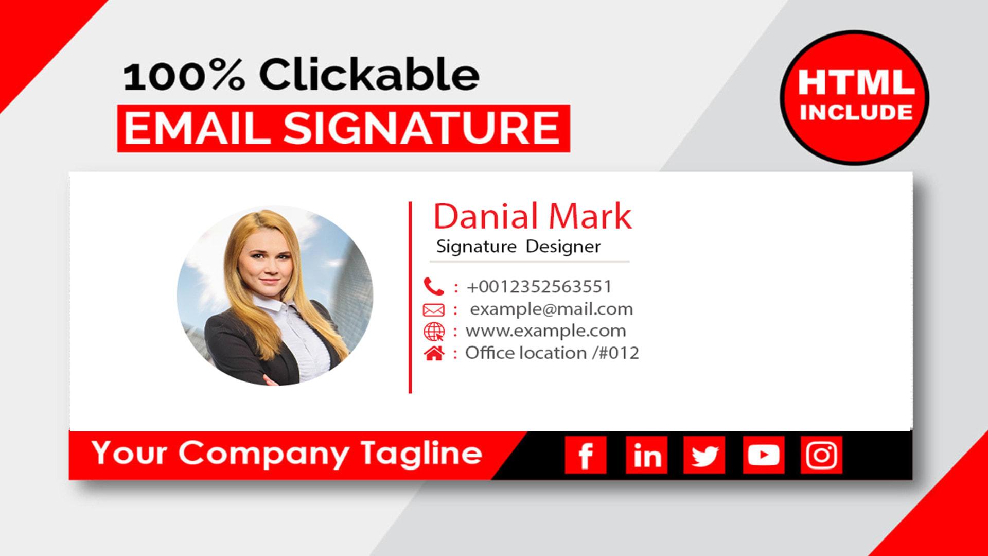  I will design a clickable HTML email signature for $1
