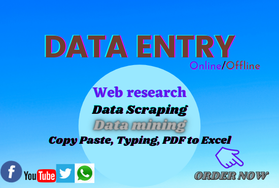 I Will do Data entry, web research and Data analysis