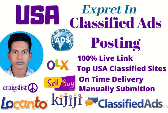 I will do 50 classified ads posting top site in USA