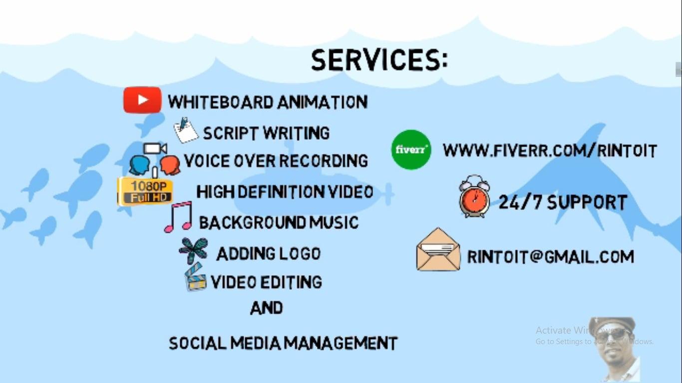 I will create complete whiteboard animation video or video editing