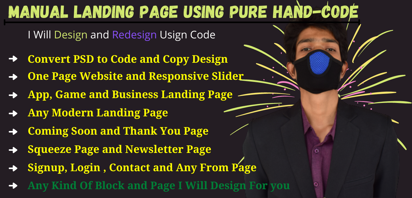 I will build manual landing page using HTML, CSS, JS, Ajax (2 sections)