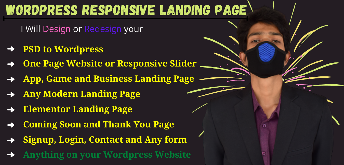 I will build a surprising wordpress landing page (2 sections)