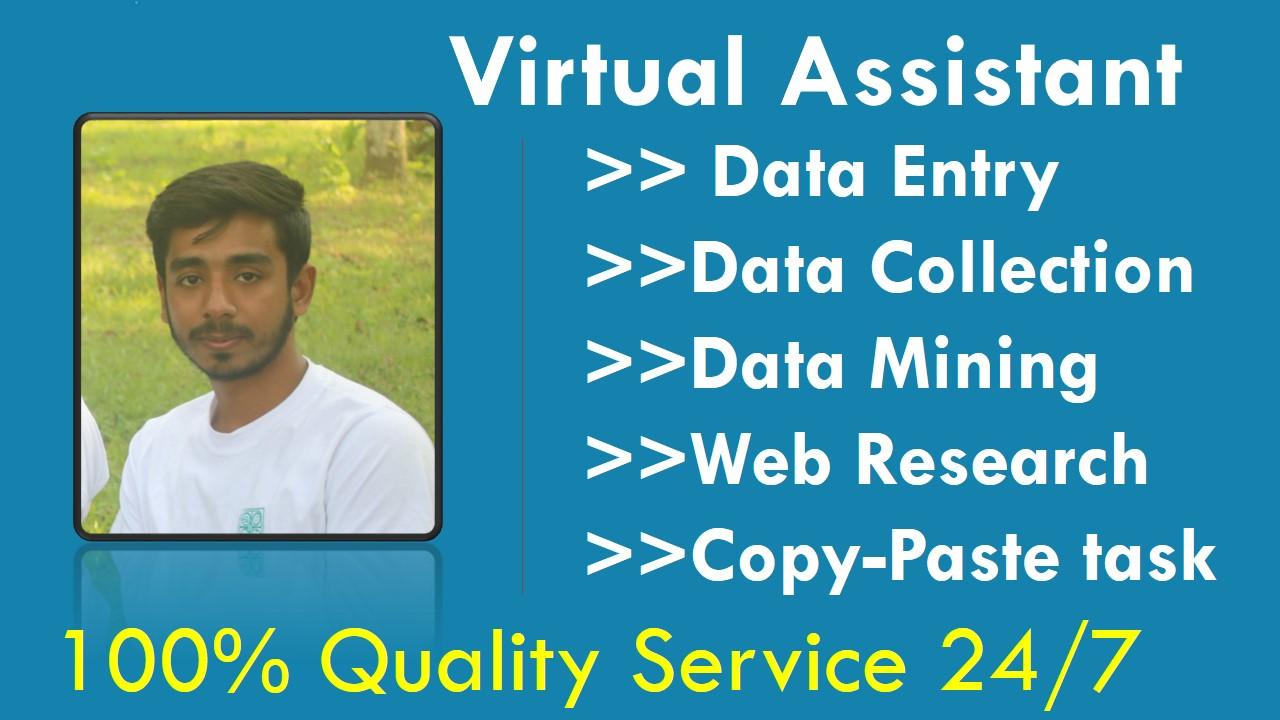 I will do fast data entry typing work ms office copy paste data entry pdf to word web research data
