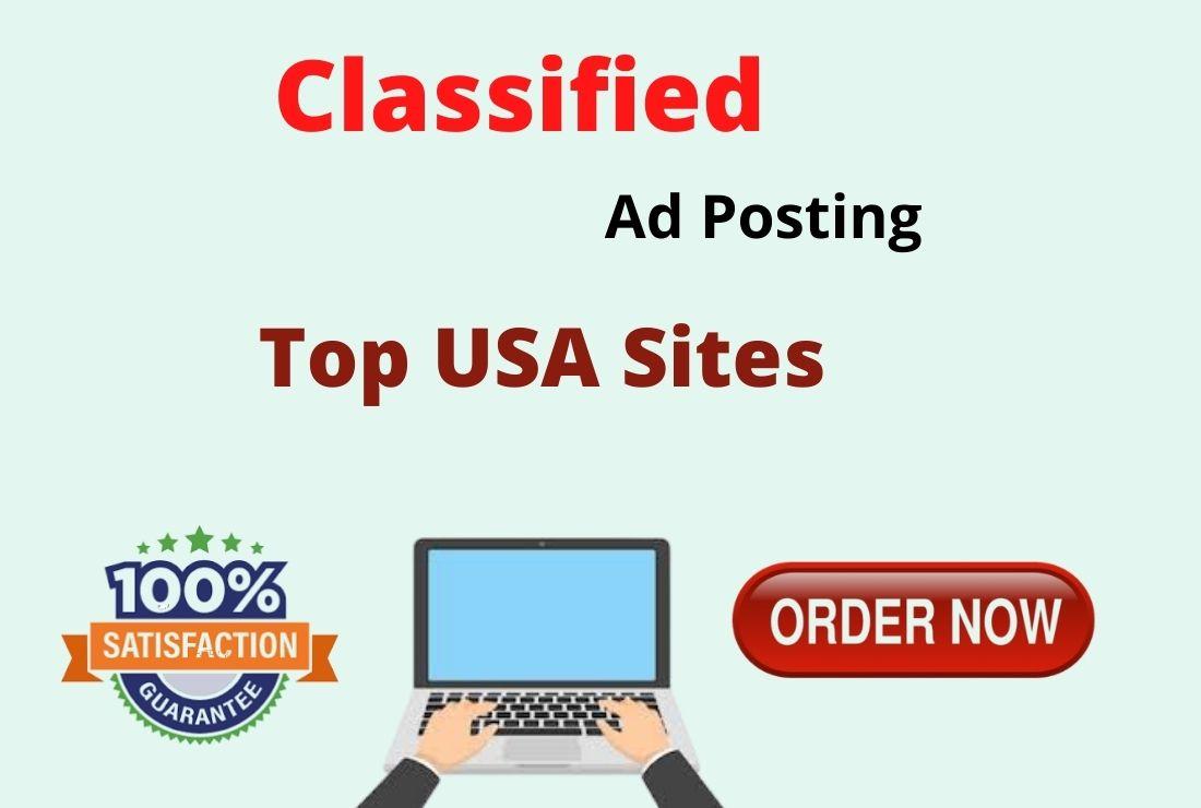 I will post your ad to 50 USA top classified ad posting site