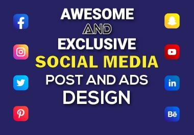 I can design awesome and exclusive social media post, banners and ads in any size.