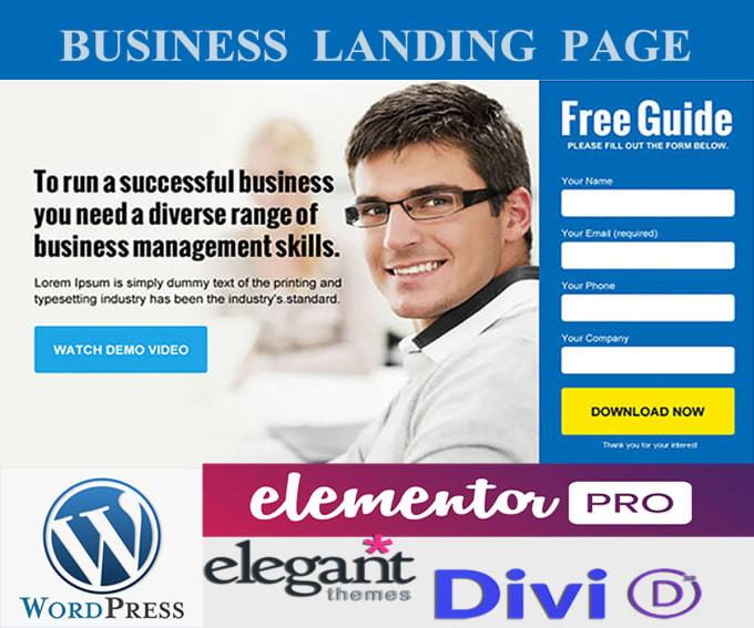 I will design WordPress landing page and website with elementor pro and divi builder