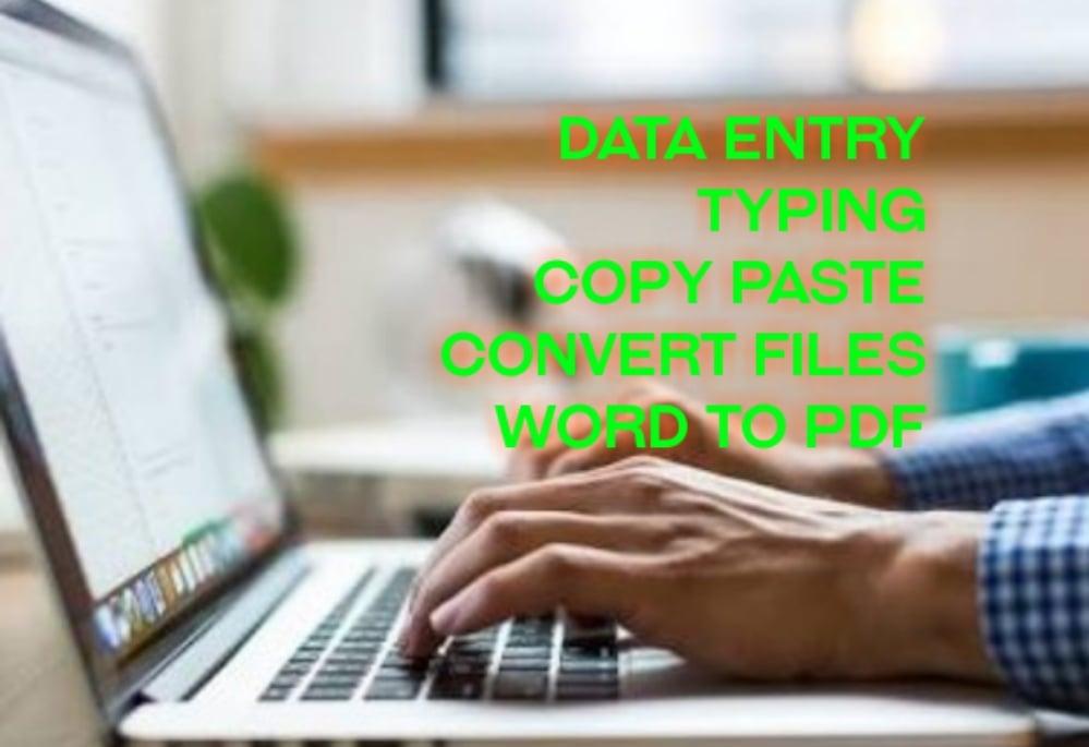 Online typing, data entry and article writing