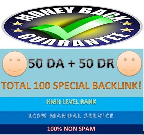 I will build DA50 & 50DR total 100 special backlink with DA & DR (80-100) for your website rank.