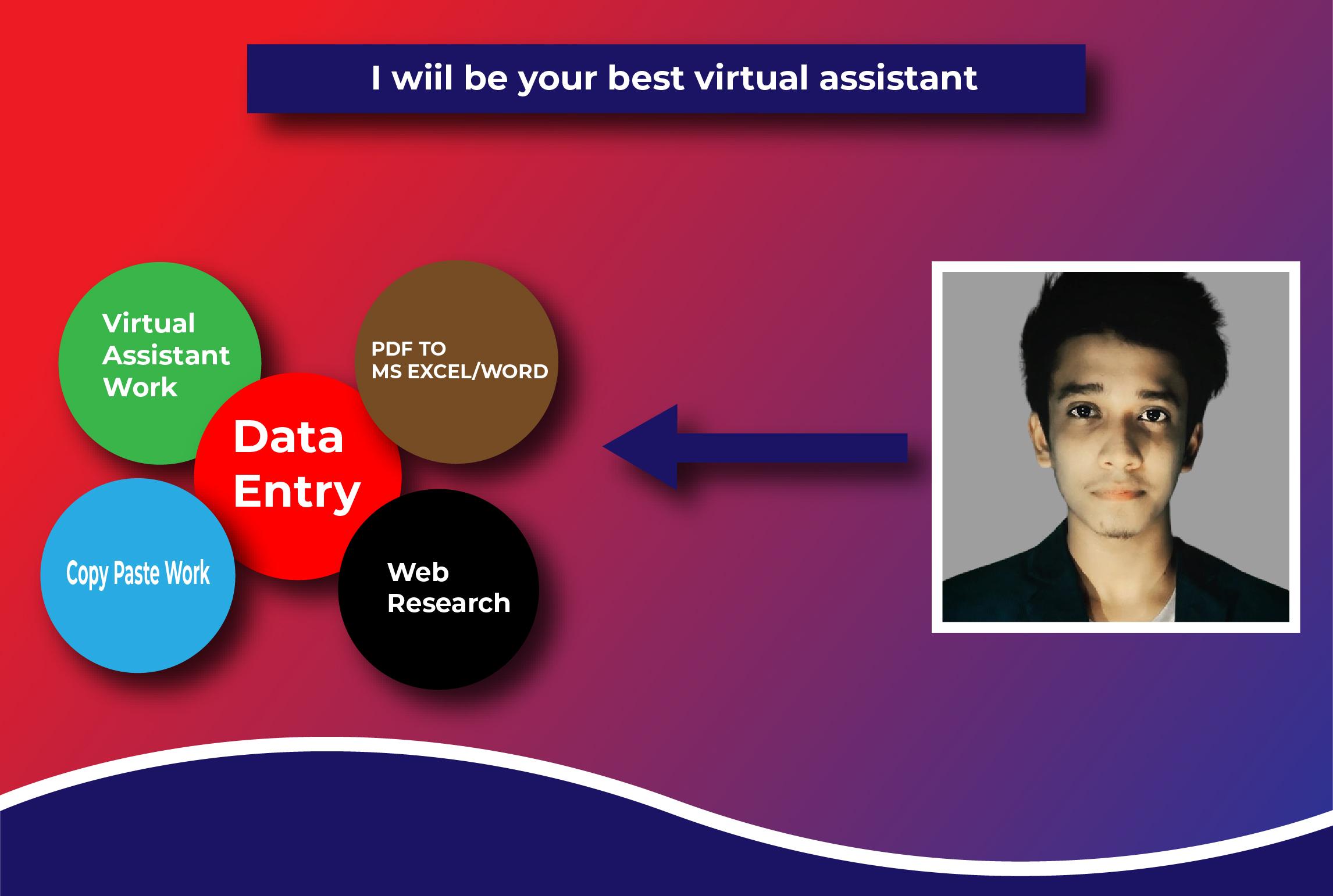 I will be your virtual assistant for any kind of task 
