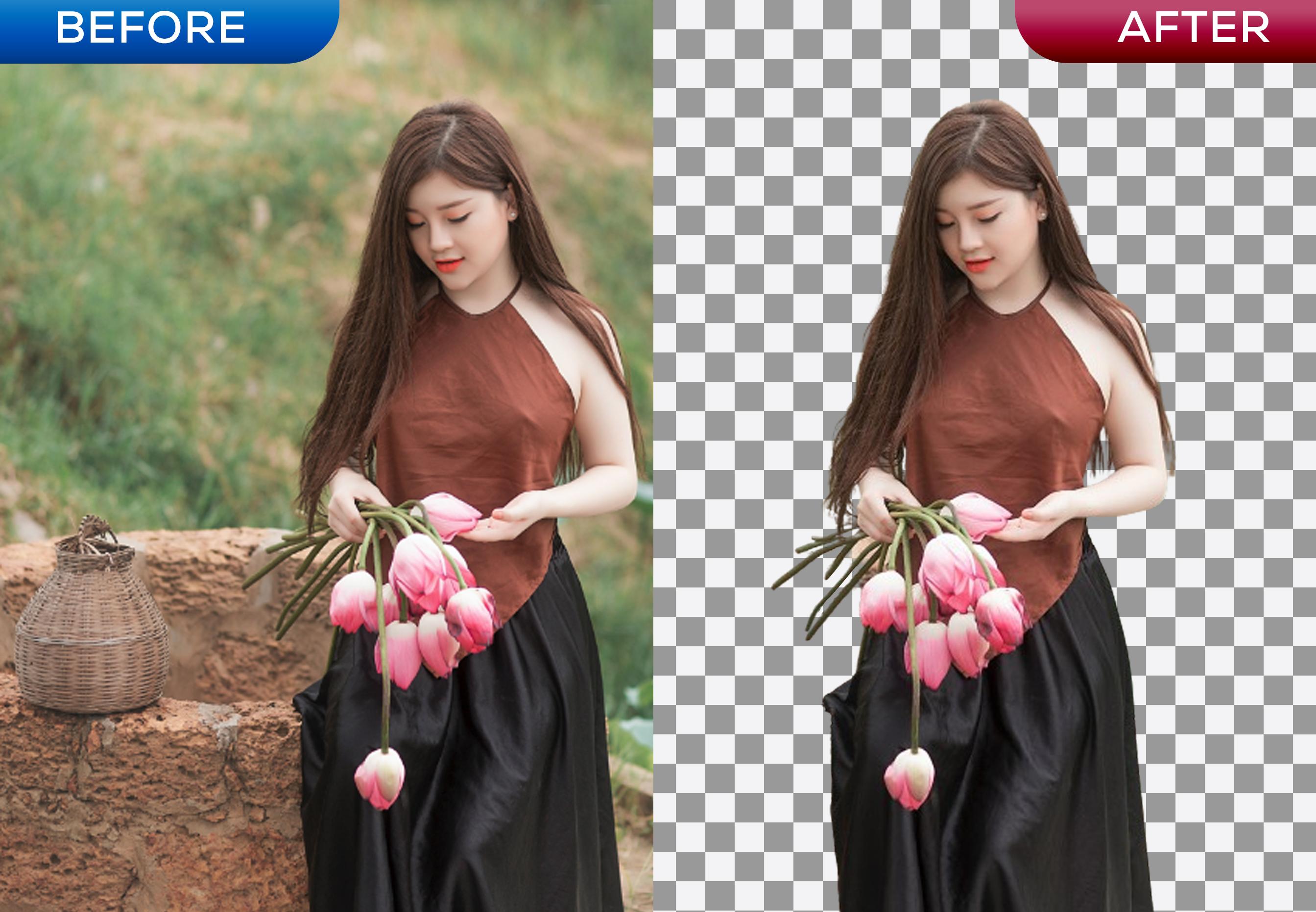 I will remove background 10 images with white or transparent