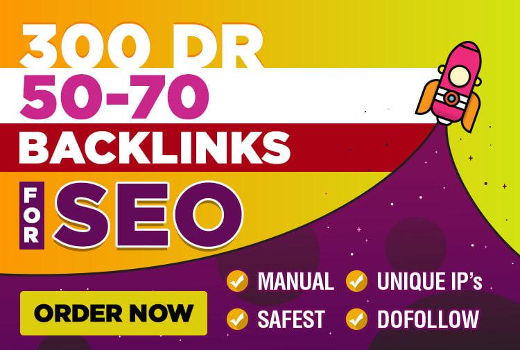 I will make DR 50 to 70 dofollow permanent backlinks for seo